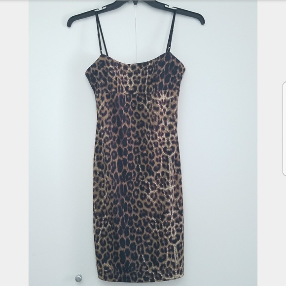 spaghetti strap leopard dress